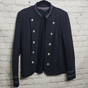 TOMMY HILFIGER Navy Blue Embellished Military BLAZER SIZE‎ Small EUC